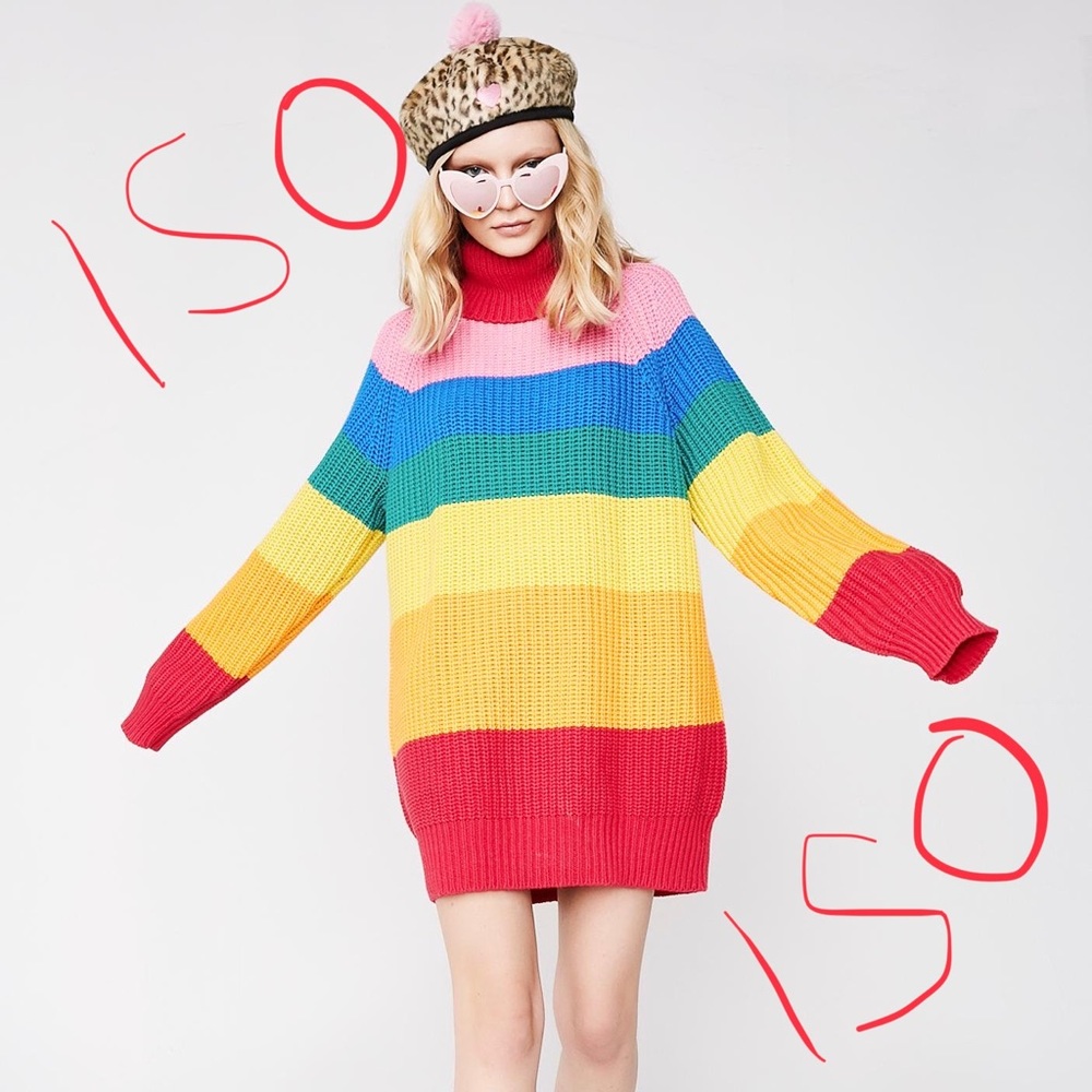 ISO Lazy Oaf Rainbow Roll Neck Jumper